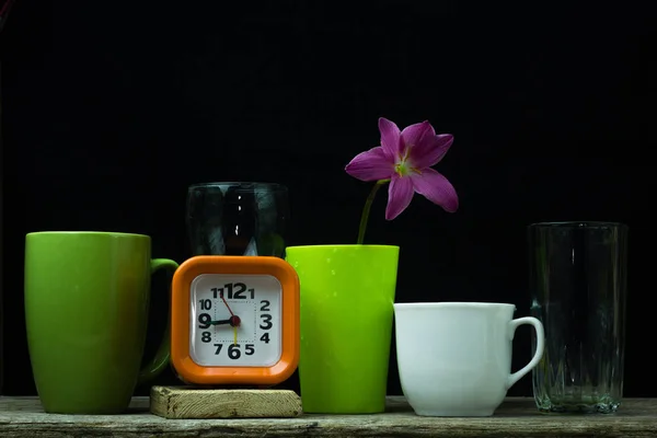 çiçek zephyranthes siyah arka plan üzerine parlak bir yeşil sta pembe.