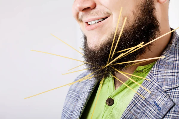 Homem sorridente gordo com barba — Fotografia de Stock