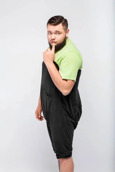 Shy fat man — Stock Photo, Image