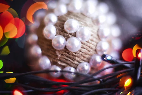 Juguete de cordel hecho a mano de Navidad y guirnalda — Foto de Stock
