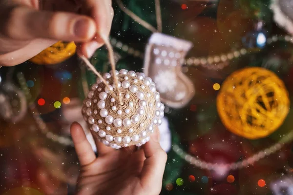 Xmas ball. handmade toys — Stock Photo, Image