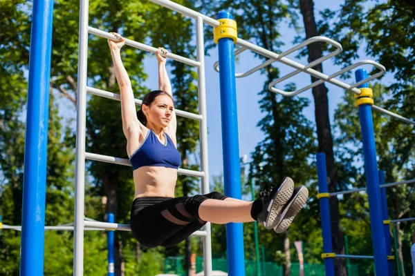 athletic female on sport playground