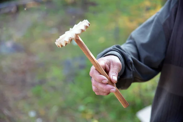 Spezialwerkzeug Aus Holz Itik Zur Herstellung Von Joghurt Aus Hirschmilch — Stockfoto