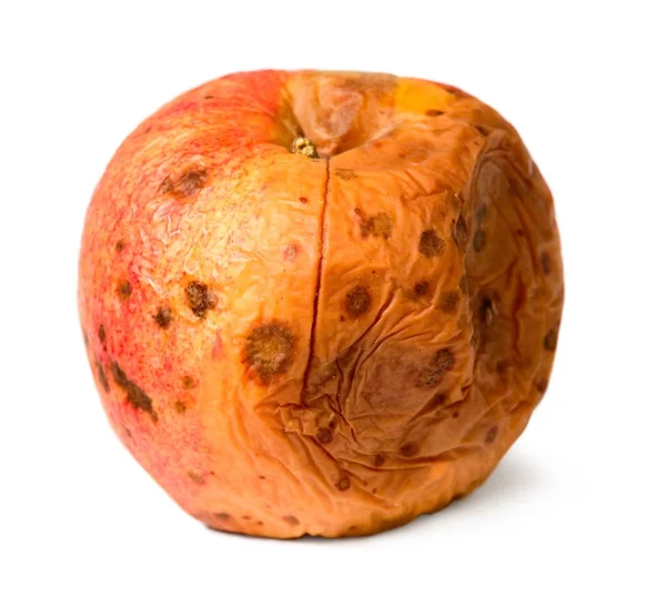 Old rotten apple on white isolated background — Stock Photo, Image