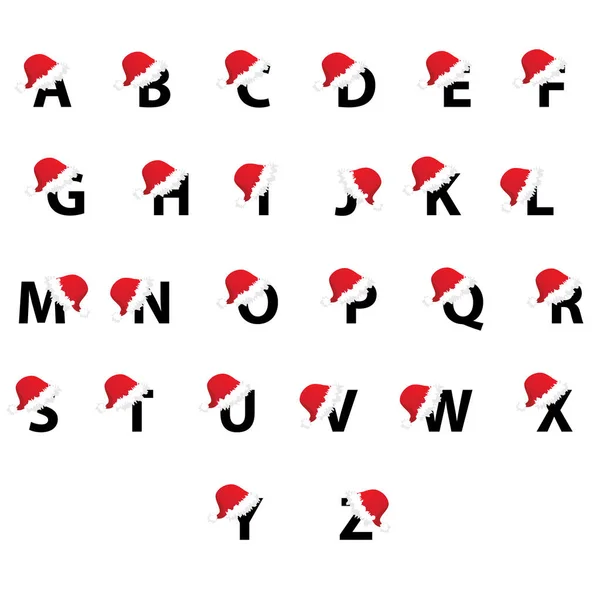 ABC letters with Christmas hats, vector — Stock Photo, Image