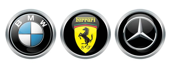 BMW, Ferrari och Mercedes benz — Stockfoto