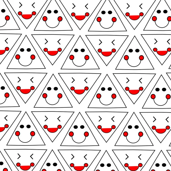 Funny and lucky primitive faces pattern. Stock  Illustration — Stock Vector