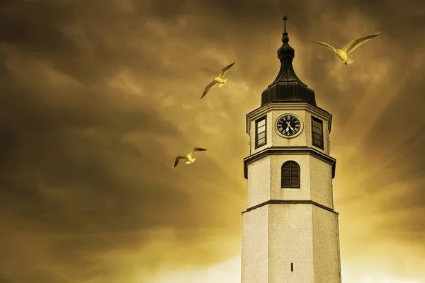 The Clock Tower and sunset. — Stock Photo, Image