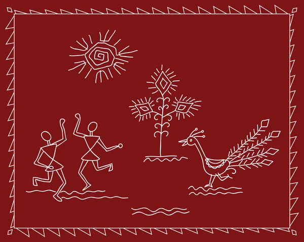 Ballerini popolari Tribal Design, Motivo, Pittura murale — Vettoriale Stock