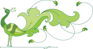 Tavus kuşu sanatsal elle çizilmiş