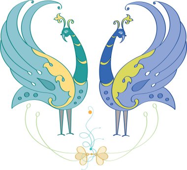 Tavus kuşu sanatsal elle çizilmiş