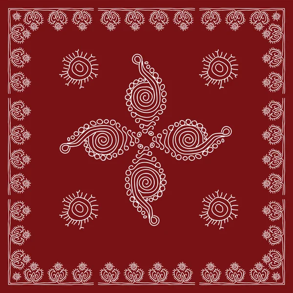 Folk, Tribal Design, Motif, Thimphu Dzong — Stockvector