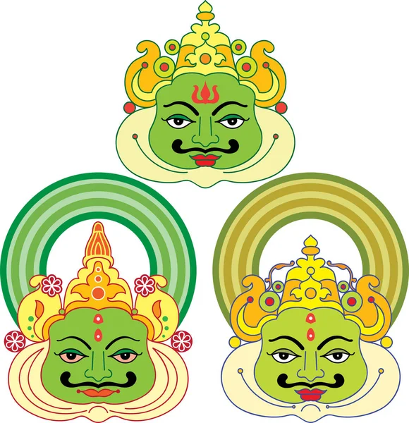 Μάσκα προσώπου Kathakali, χρώμα — Διανυσματικό Αρχείο