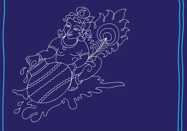 Kaligrafi Lord Krishna — Stok Vektör