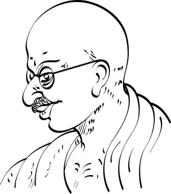 Kaligrafi Mahatma Gandhi Ji, siyasi ve ruhani lideri O