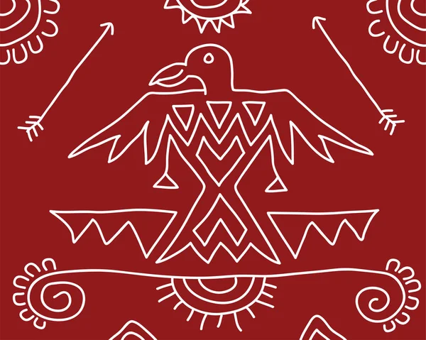 民俗鳥、部族のデザインをモチーフに、壁画 — ストックベクタ