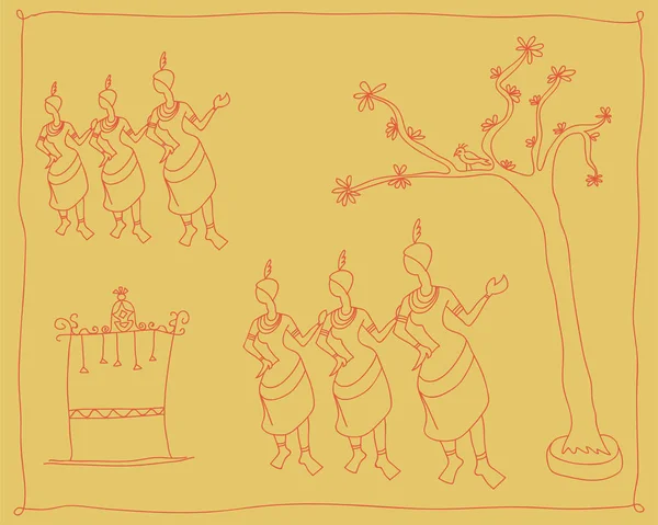 Halk dansçılar aşiret tasarım, Motif, duvar resmi