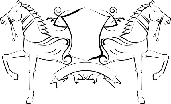 Cavallo del tatuaggio con scudo — Vettoriale Stock