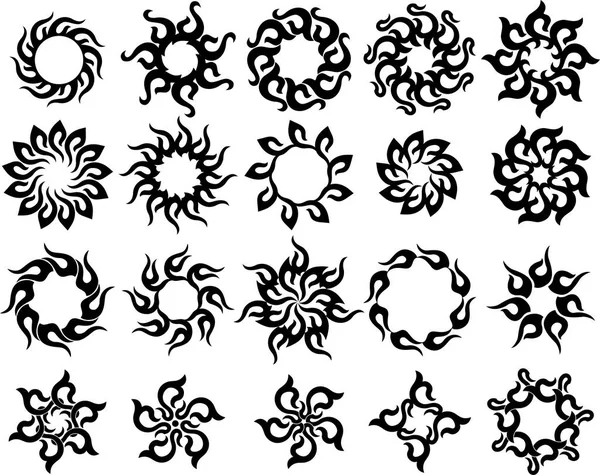 Tattoo van de zon, vlam Tribal Design collectie — Stockvector