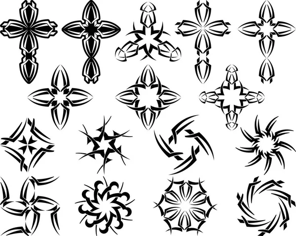 Tetování kříž slunce Collection — Stockový vektor