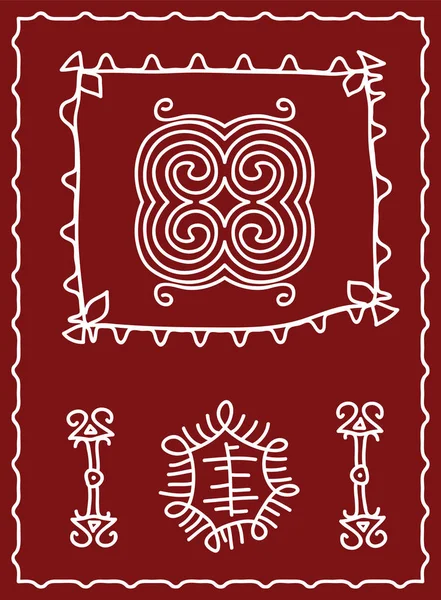 Folk, Diseño tribal, Motivo, Pintura de pared — Vector de stock