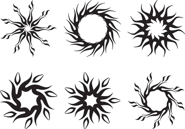 Tattoo van de zon, vlam Tribal Design — Stockvector