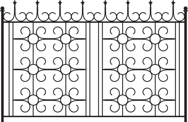 Кованые железные ворота, Дверь, Забор, Окно, Гриль, Железнодорожный дизайн — стоковый вектор
