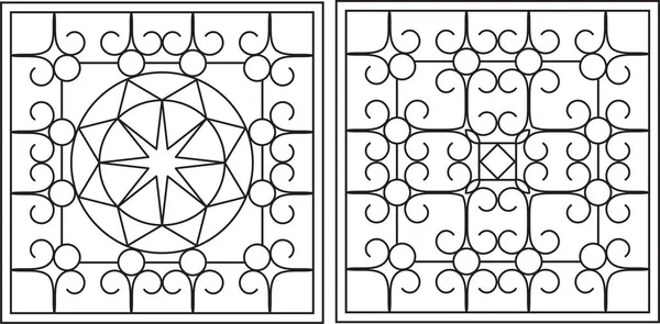 Ковані ворота, двері, паркан, вікно, гриль, перила дизайн — стоковий вектор