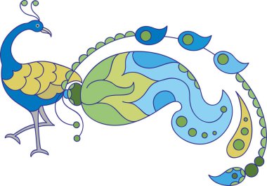 Tavus kuşu sanatsal elle çizilmiş