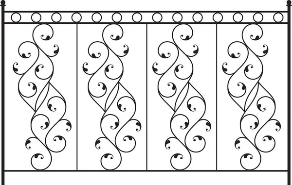 Wrought Iron Gate, Door, Fence, Window, Grill, Railing Design — Stock Vector