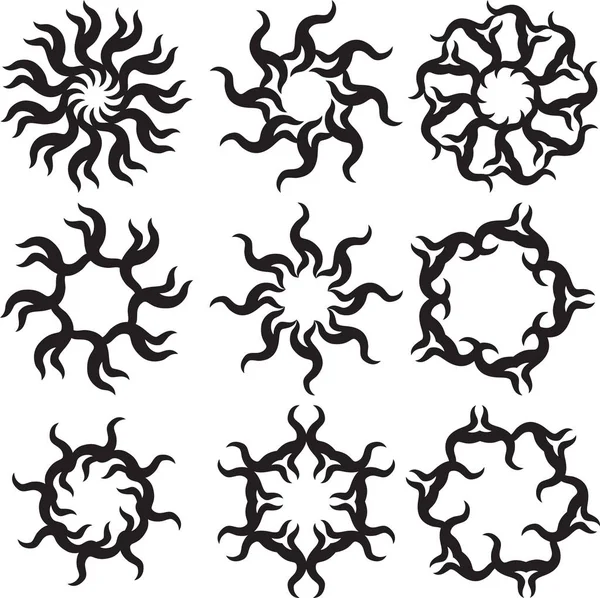 Tattoo van de zon, vlam Tribal Design — Stockvector