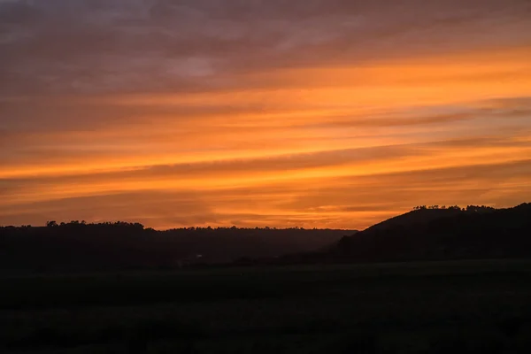 Sunrise behind forest in Portugal — Stock Photo, Image