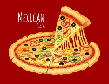 Meksikalı Pizzacı arka planda yazıt ile