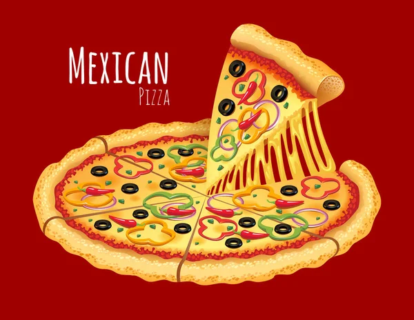 Мексиканські піца на фоні з написом — стоковий вектор