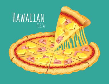 Hawai pizza ile metin arka plan üzerinde