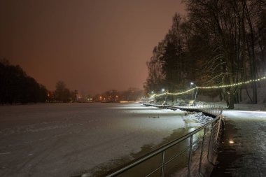 Evening in a winter park
