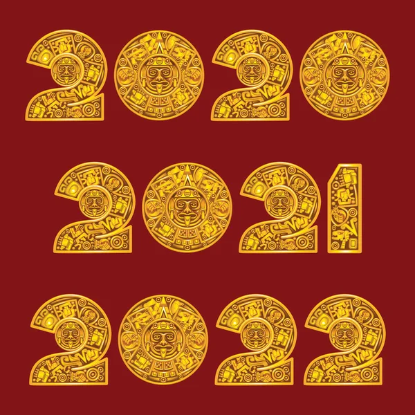 2020 2021 2022 Style Mayan Calendar — Stock Vector