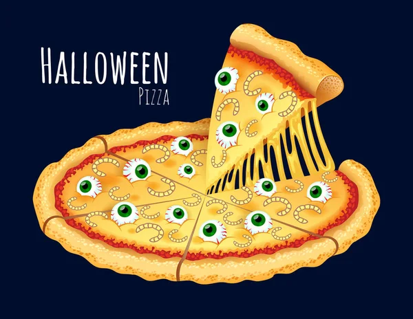 Vektorová Ilustrace Vařené Halloween Pizza — Stockový vektor