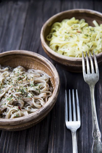 Italian pasta from durum wheat with condiments