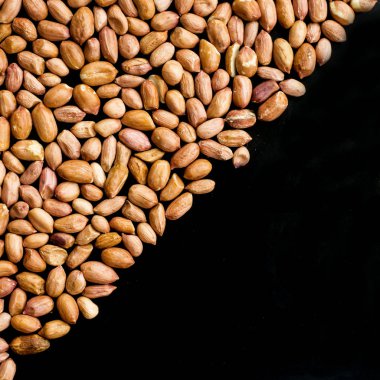 Fıstık proteinler ve yağlar dolu. Diyet ve sağlıklı bir yaşam tarzı. Üstten Görünüm