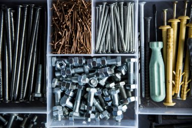 Deli, çivi ve vida için ev yöneticisinin civatalar,