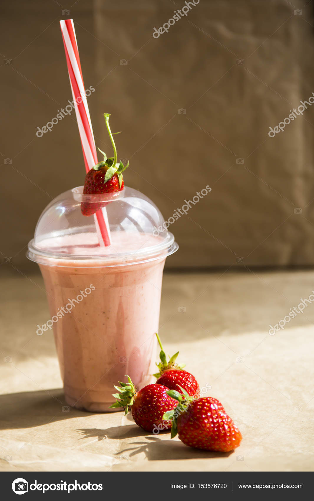 Healthy summer smoothies to go in a plastic cup Stock Photo by ©Vsamarkina  153576720