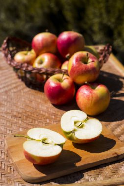 sonbaharın Kırmızı elma hasat. sağlıklı gıda ve vitamin
