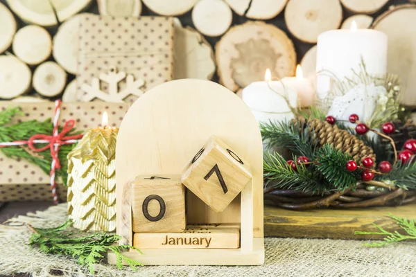 Weihnachtskonzept - festlicher Termin im Kalender — Stockfoto