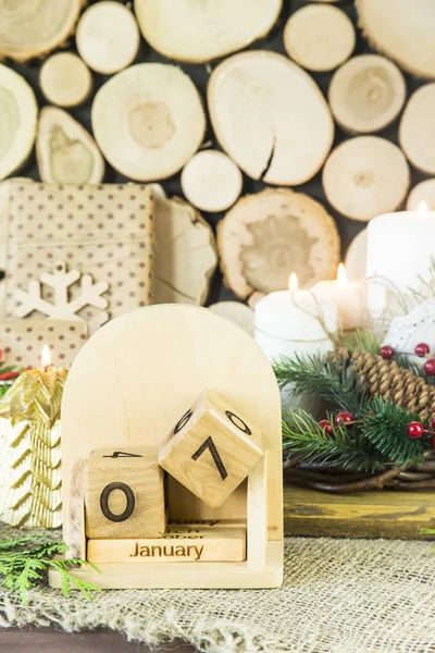 Weihnachtskonzept - festlicher Termin im Kalender — Stockfoto
