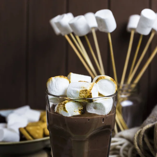 Sladký zimní nápoj koncept - kakaové s marshmallow — Stock fotografie