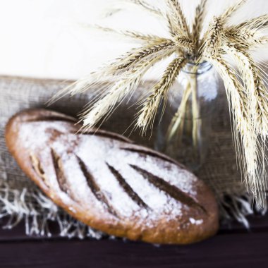 Tarım kavramları. Olgun çavdar ve buğday yanında taze çavdar ekmeği