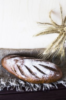 Tarım kavramları. Olgun çavdar ve buğday yanında taze çavdar ekmeği