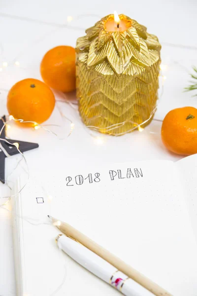 Stabilirea Planurilor Obiectivelor Pentru 2018 Jurnal Timpul Sărbătorilor Anul Nou — Fotografie, imagine de stoc
