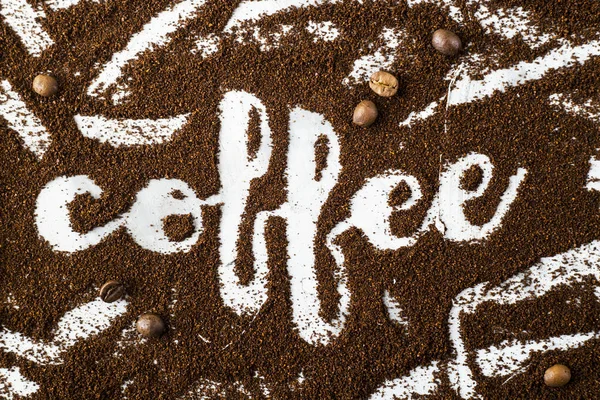 Word Coffee Written Ground Coffee Next Coffee Beans Coffee Industry — Stock Photo, Image